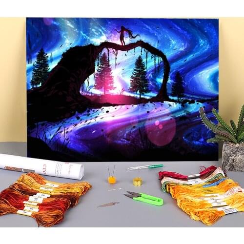 Scenery Dimension Printed 11CT Cross-Stitch Kit DIY Embroidery DMC Threads Hobby Craft Handmade Painting Wholesale Needle
