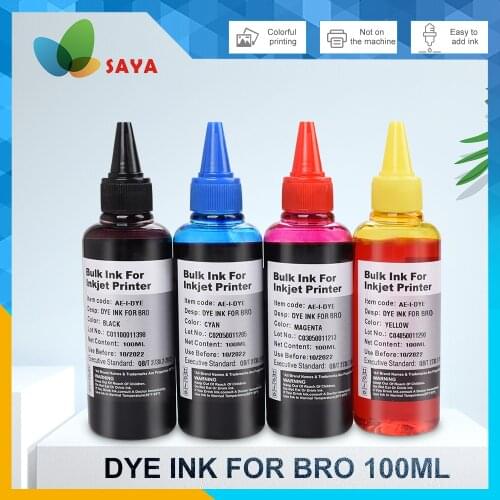 CISS kit Printer Refill Ink Compatible for Brother Inkjet Printer Ink Refill Dye 100ml x 4 bottle