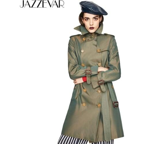 JAZZEVAR 2020 New Womens Waterproof Cotton Long Classic Double-breasted The Kensington Heritage Trench Coat Top Quality