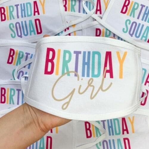 Birthday girl squad mask 10th 15th 16th 18th 20th 21st 30th kid adult happy Birthday Party Decoration present gift Photo props