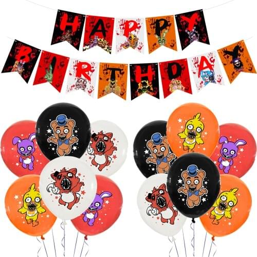 Five Night Fred Balloons FNAF Baloon Freddy Fazbear Foxy Bear Bonnie Game Kids Adult Happy Birthday Banner Bunting Party Decor