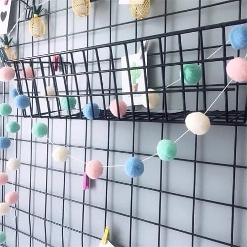 Nordic Style 3.4Meter Colorful Pompom Pendant Garland Wool Felt Ball String DIY Handmade Nursery Children Room Party Decor