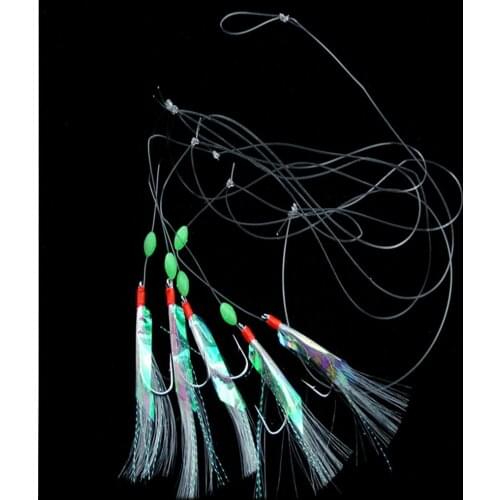 5 Pcs Trace Fishing Rigs With Reflective Beads & Simulation Lure Bait Hooks Fishing Lures