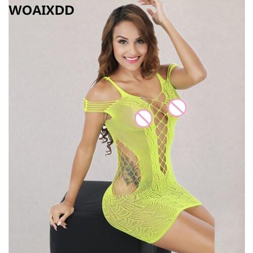 Fishnet Underwear Elasticity Nylon Chemise Sexy Lingerie Mesh Baby Doll Dress Erotic Lingerie For Women Sex Costume Porn Pajamas