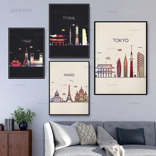 Countries Capital City Scenery Canvas Paintings Wall Art Hd Print Posters Home Decor Modular Pictures for Bedroom No Framework