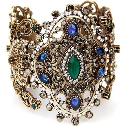 Sunspicems Retro Vintage Boho Turk Bangle Armband For Women Antique Gold Color Arab Bijoux Ottoman Cuff Bracelet Jewelry 2021