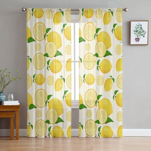 Fresh Summer Style Lemon Fruit Curtain For Living Room Transparent Tulle Curtains Window Sheer For The Bedroom Accessories Decor