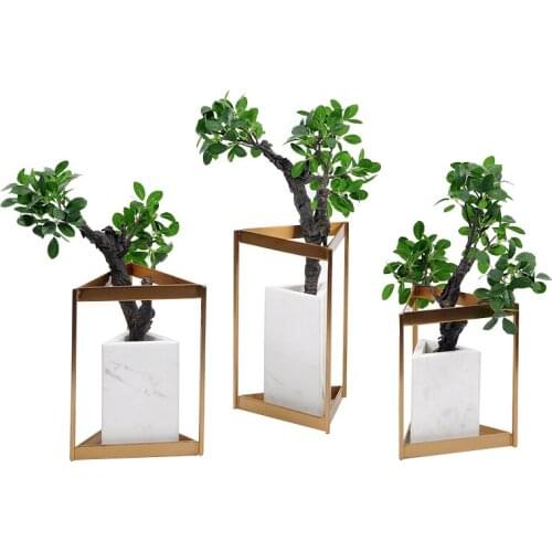 Vase Home Decoration Ornaments Marble Triangle Decoration Modern Home Creative Vase Restaurant Table Eucalyptus Decorations