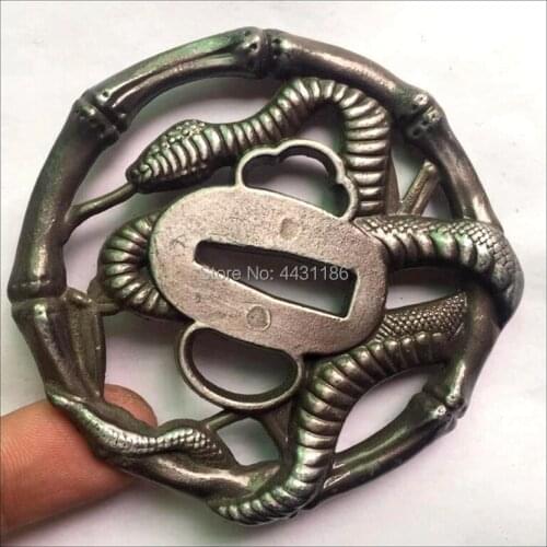 Wonderful Snake&Bamboo Theme Japanese Alloy Guard Tsuba For Samurai Katana Sword Knife Guard Wakizashi DIY Fitting