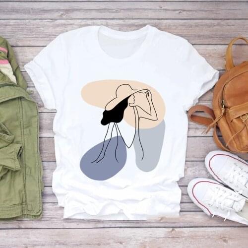 Women T Shirt Watercolor Painting harajuku Short Sleeve Fashion Lady T-Shirts Tops Graphic Female T-Shirt Funny Woman Clothing