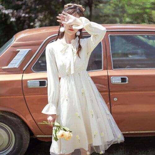 Woman Dresses Mesh Stitching Dress Autumn Dress Long Sleeve Skirt Vestido De Mujer Femme Robe