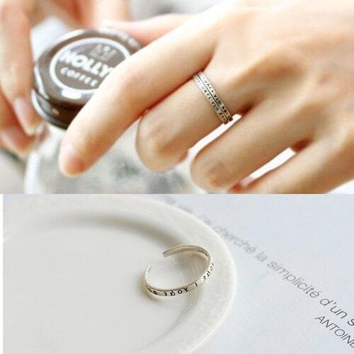 New Arrival 925 Sterling Silver Greek letter Retro Rings for Women Jewelry Fashion Open Adjustable Finger Ring Free Shipping