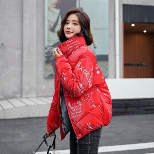 Winter Down Padded Jacket Female Bright Surface Thicken Warm Parka Coat Women Short Outerwear Fashion Plus Size Bread Clothing