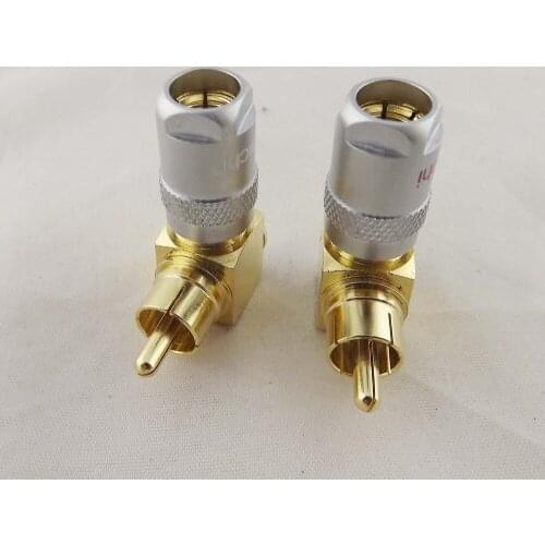 10pairs Nakamichi Copper Right Angled RCA Male Plug Solderless Audio Connector Gold