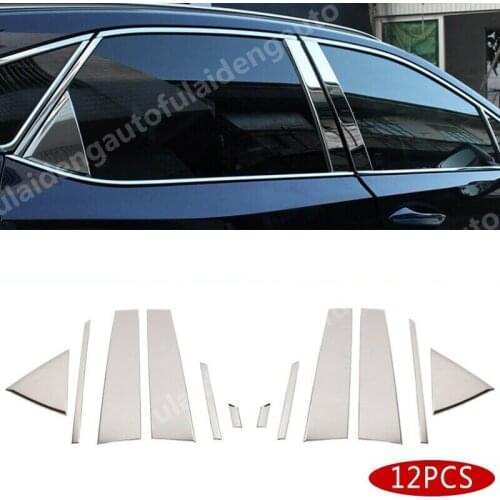 12pcs stainless steel Chrome Side Door Window Pillars Post Cover Trim For Lexus RX350 RX450H 2016-2019 Car Accessories