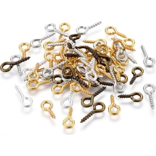 20g Iron Screw Eye Pin Bail Peg For Half-drilled Beads Mixed Color Jewelry Making DIY Craft Findings 8~10x4x1mm Hole: 2mm