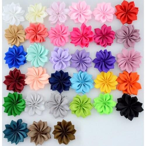 20Pieces/bag Size diameter 5Cm Ribbon Fabric Rose Artificial Flower DIY Wedding Flower handmade Hair Cloth Accessoires