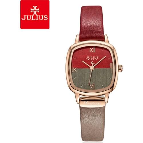 Julius Watch JA-1240 Square face double color face and strap New Design Womens Cute Tiny Watch 2020 Fancy Watch