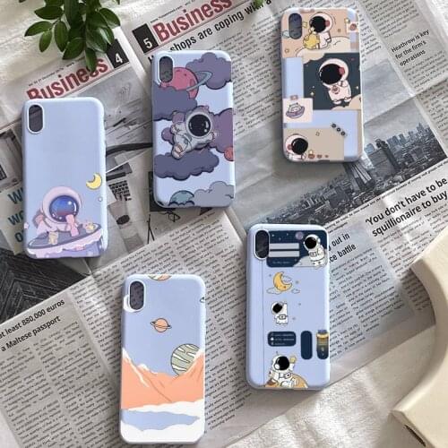Pattern Star Astronaut Phone Clear Case For Iphone 7 8 Plus X Xs Max Xr 11 12 Mini Pro Max TPU Cover