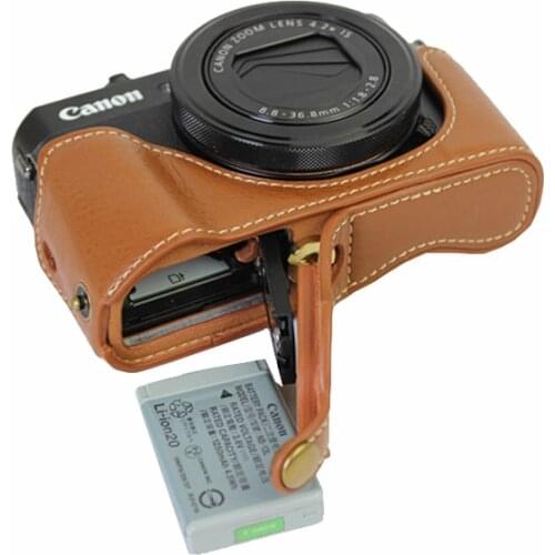 Real Genuine Cowhide Leather case Camera bag half Cover For Canon G7XII G7X2 G7X G7 X MarkII G7X II G7XM2 with Battery Opening