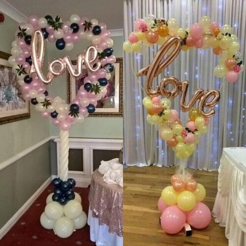 CYUAN 1set/2set 144cm Heart Shape Balloon Stand Holder Balloon Frame Decoration Wedding Baby Shower Birthday Party Column Stand