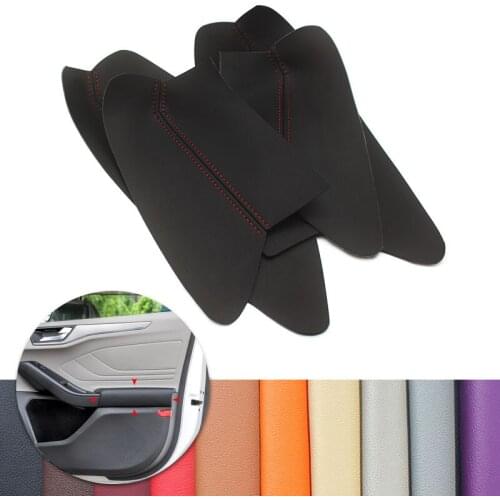 For Ford Focus 2019 4pcs Car Interior Door Handle Armrest Panel Microfiber Leather Cover Decor