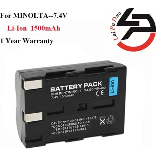 Hot sale! High Quality 1500mAh New Replacement Battery For MINOLT D-Li50 D-L150 NP-400 For Pentax K10D K20D