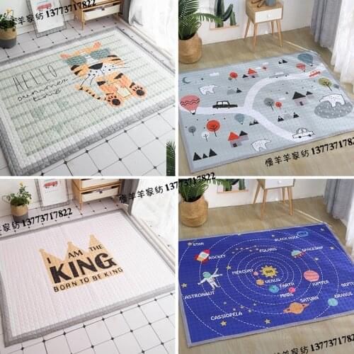 INS 145x195cm Cotton Bedroom Carpet Animal Lamb Mat Cartoon Carpet Kids Room Toy Storage Organizer Crawling Rug Cute Carpet