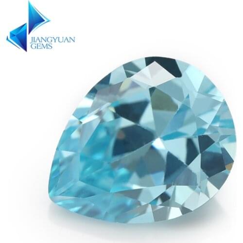 Pear Shape Seablue AAAAA Cubic Zirconia 2x3-10x14mm Synthetic Gems CZ Stone For Jewelry