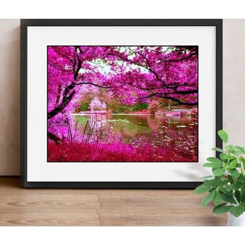 Full Drill Square 5D Diamond Painting Landscape Diamond Embroidery Flowers Picture Of Rhinestone Decoration Home Gift