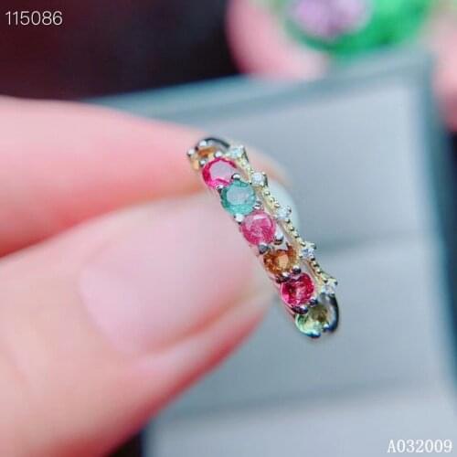 KJJEAXCMY fine jewelry 925 sterling silver inlaid natural Tourmaline new ring luxury girls ring support test