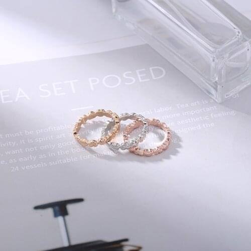 Buipoey Simple Style Heart To Heart Rings For Women Original Girl Fashion Gold Silver Color Ring Engagement Couples Jewelry Gift