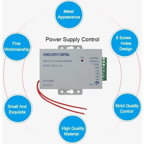 Mini Metal Input AC110-240V Output DC 12V 3A 30W Power Supply Controller for Door Access Control System Switch/Adapter/Covertor
