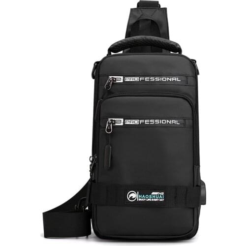 USB Charging Multifunctional Male Shoulder Bags Sling Chest Crossbody Bags Unisex Oxford Small Backpack Trip Man Messengers Bag