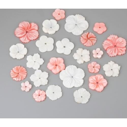 Fashion White Pink Shell Charm Very Beautiful Flower Petals Charm Jewelry Making Hair Earrings Accessories 5Pcs/lot