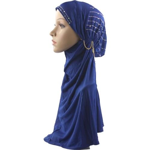Muslim Women Girls Hijab Islamic Scarf Woman One Piece Amira Cap Full Cover Headwear with Diamond Wholesale