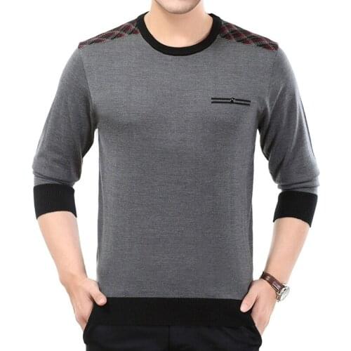 Man Sweater Casual Slim Fit Jersey Jumper Male O-Neck Thin Knit Clothes Long Sleeve Plaid Sweaters Pullovers