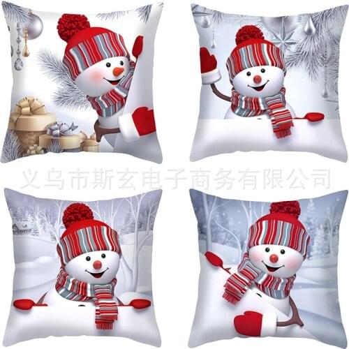 45x45cm Nordic Style Christmas Pillow Case Snowman Christmas Pillowcase Square Pillow Sofa Bed Pillow Cushion Cover AT157