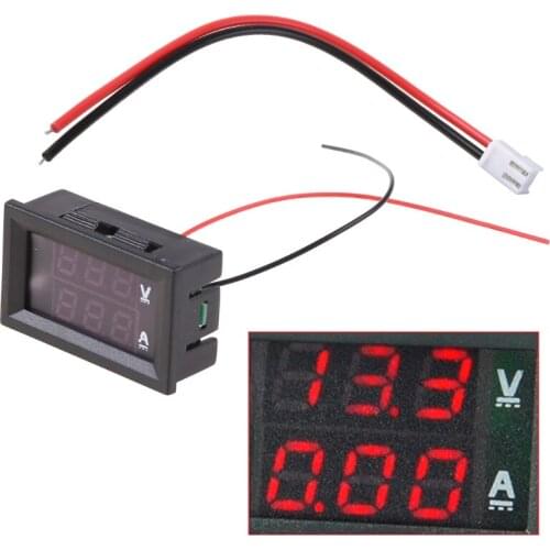 2021 New DC 100V 10A 50A 100A Voltmeter Ammeter Blue + Red LED Amp Dual Digital Volt Meter Gauge 7-110V