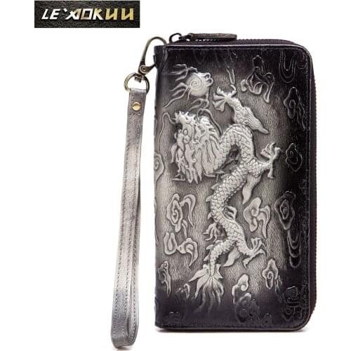 New Design Cattle Male Organizal Fashion Genuine leather Card Holder Checkbook Zipper Around Wallet Purse Clutch Handbag N1016bg