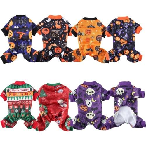 Halloween Dog Clothes for Pet Clothing Dog Jumpsuits Pajamas Cat Clothes Warm Christmas Pets Apparel