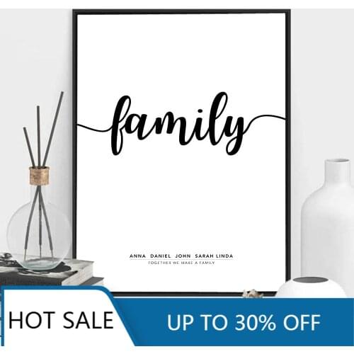 One Line Word Family Wall Art Canvas Painting Posters and Prints Scrabble Home Love Wall Decor For Minimalist Home Decoration