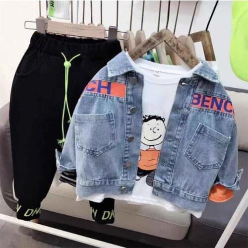 Autumn Sets Baby Clothes 3pcs Set Kids Clothes Baby Boy Clothes Girls Clothes Denim Coat+T-Shirts+Pants Children Suits For 2-7Y