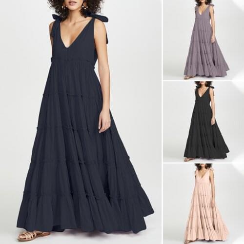 Stylish Ruffle Dress Womens Summer Sundress ZANZEA Casual Spaghetti Strap Tank Vestidos Female V Neck Beach Robe Oversized