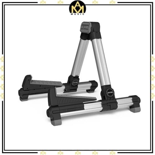 AROMA AGS-08 Electric Guitar Stand Folding Adjustable Guitar Stand Aluminum Alloy A-Frame Stand Silver