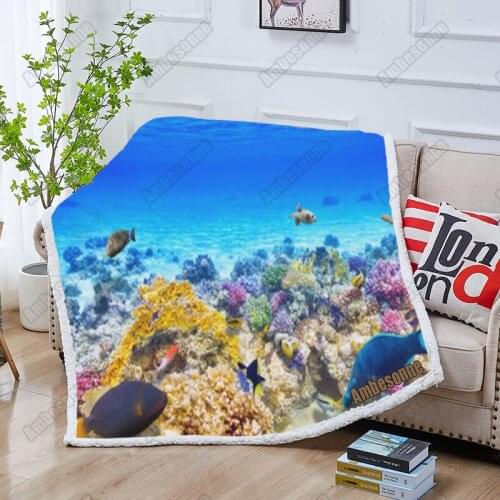 Underwater World Print Blanket Throw Blanket Summer Blankets Kids Adult Bed Blanket Sofa Blanket Picnic Blanket Custom Blanket