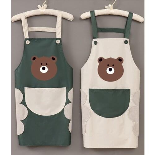 Hand-wiping Japanese cute household apron men and women waterproof oil-proof cooking kitchen waistband shoulder pinafore overall