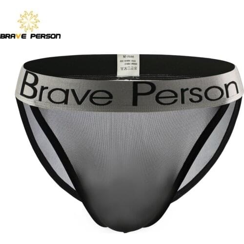 BRAVE PERSON Sexy Transparent Mens Briefs Mesh Gauze Breathable Men Underwear Briefs Low-waist Panties For Man 2021 New