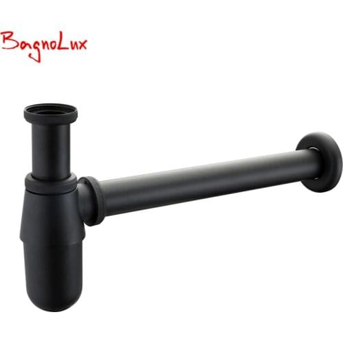 Bagnolux Luxurious P-Trap Old Style Solid Brass Wall Siphon Bottle Trap With Basin Pop Up Waste Plumbing Tube Factory Direct