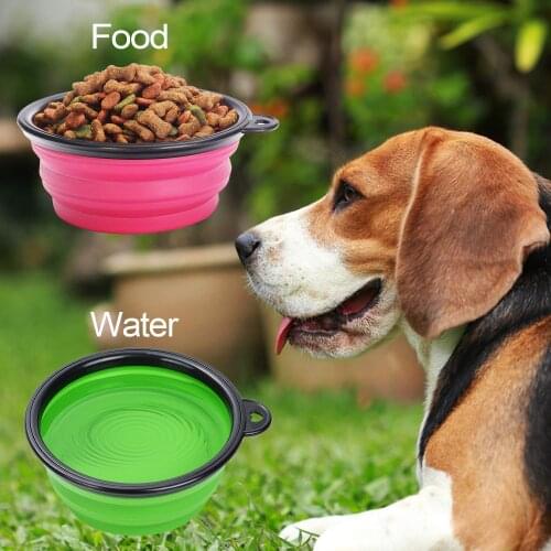 Foldable Silicone Pet Dog Water Bowl Collapsible Travel Environmental Material Traveling Silica Portable Dog Bowls